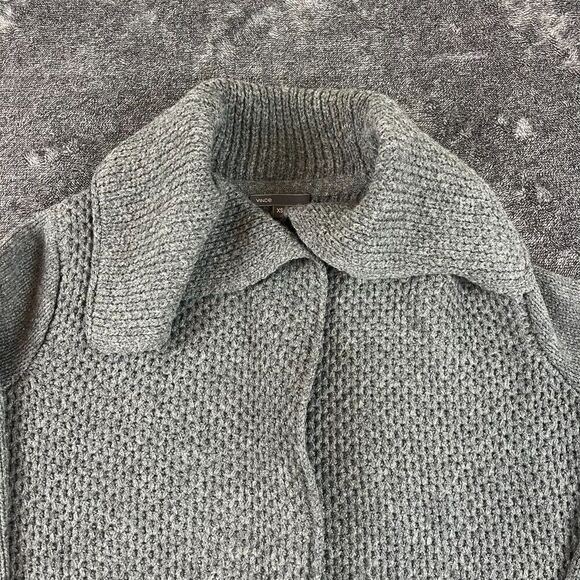 Vince Honeycomb Yak Wool Chunky Knit Waterfall Sweater Cardigan Gray XS - Picture 2 of 13